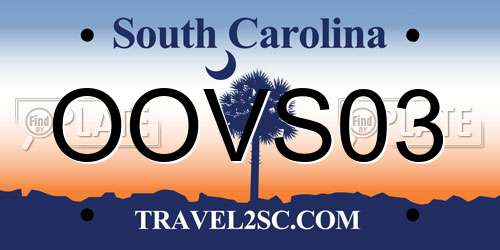 OOVS03 South Carolina License Plate