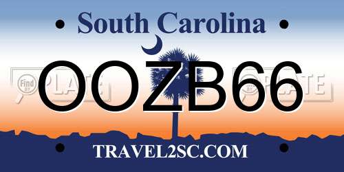 OOZB66 South Carolina License Plate