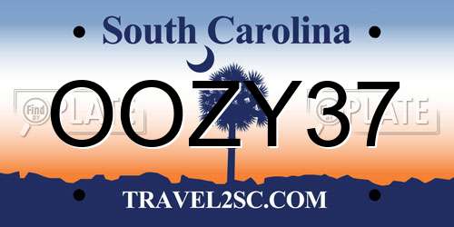 OOZY37 South Carolina License Plate