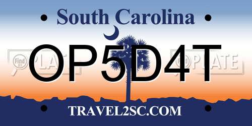 OP5D4T South Carolina License Plate