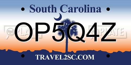 OP5Q4Z South Carolina License Plate