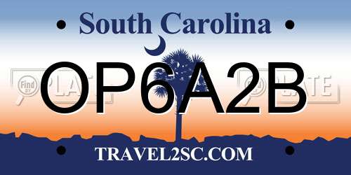 OP6A2B South Carolina License Plate