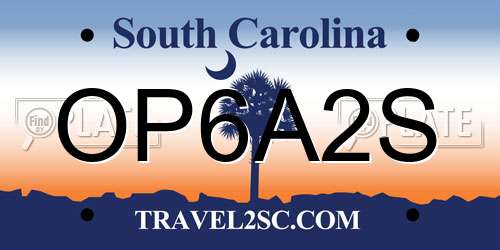 OP6A2S South Carolina License Plate