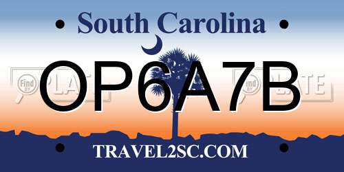 OP6A7B South Carolina License Plate