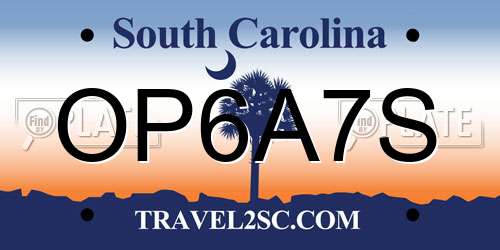 OP6A7S South Carolina License Plate