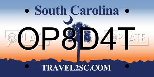 OP8D4T South Carolina License Plate