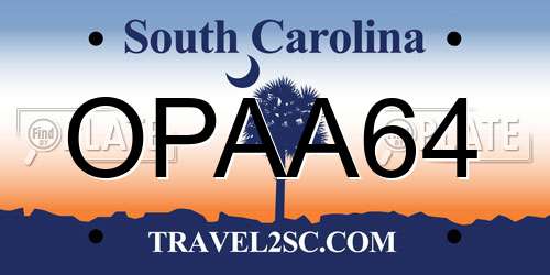 OPAA64 South Carolina License Plate