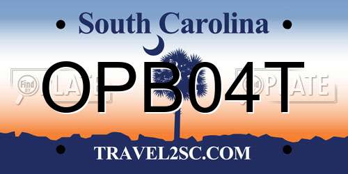 OPB04T South Carolina License Plate