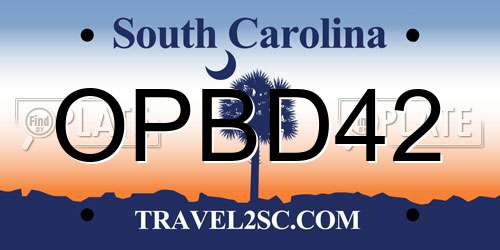 OPBD42 South Carolina License Plate