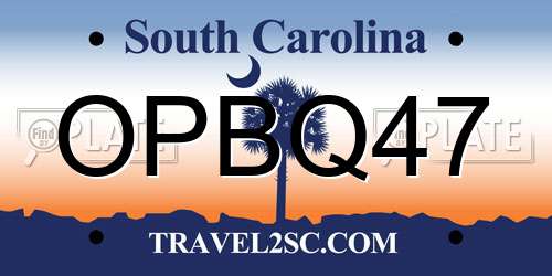 OPBQ47 South Carolina License Plate