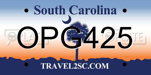 OPG425 South Carolina License Plate
