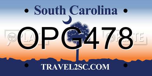 OPG478 South Carolina License Plate