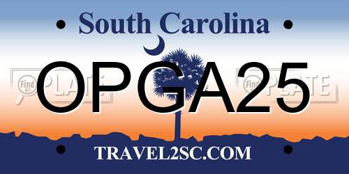 OPGA25 South Carolina License Plate