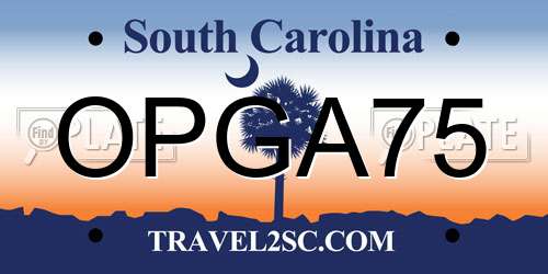 OPGA75 South Carolina License Plate