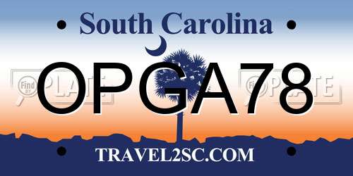 OPGA78 South Carolina License Plate
