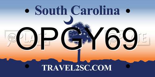 OPGY69 South Carolina License Plate