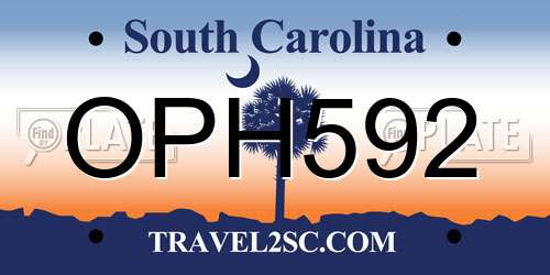 OPH592 South Carolina License Plate