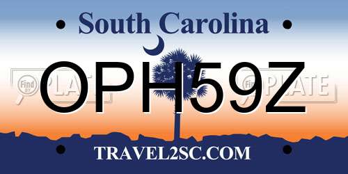 OPH59Z South Carolina License Plate