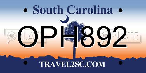 OPH892 South Carolina License Plate