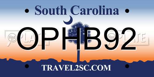 OPHB92 South Carolina License Plate
