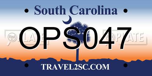 OPS047 South Carolina License Plate
