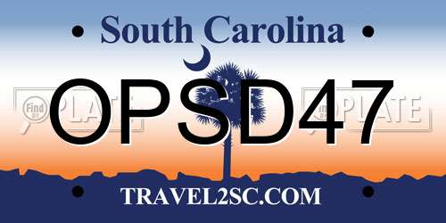 OPSD47 South Carolina License Plate