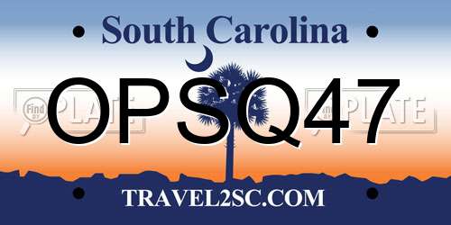 OPSQ47 South Carolina License Plate