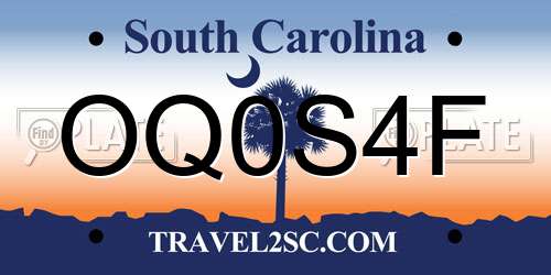 OQ0S4F South Carolina License Plate