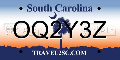 OQ2Y3Z South Carolina License Plate