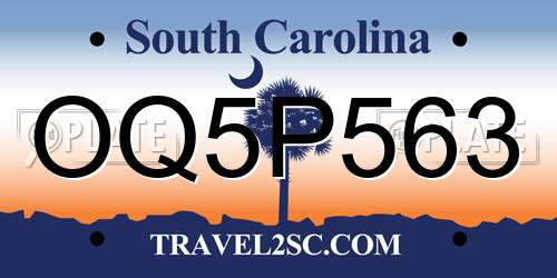 OQ5P563 South Carolina License Plate