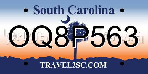 OQ8P563 South Carolina License Plate