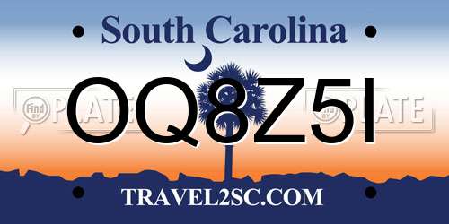 OQ8Z5I South Carolina License Plate