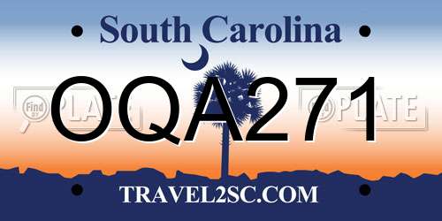 OQA271 South Carolina License Plate