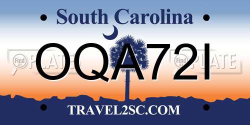 OQA72I South Carolina License Plate