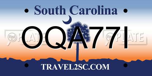 OQA77I South Carolina License Plate
