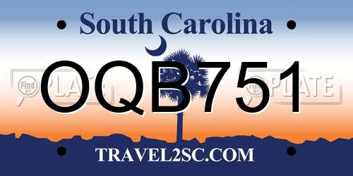 OQB751 South Carolina License Plate