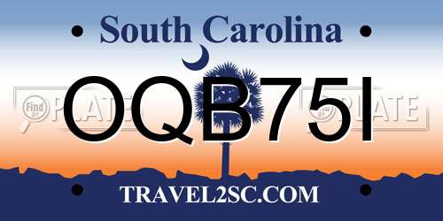 OQB75I South Carolina License Plate