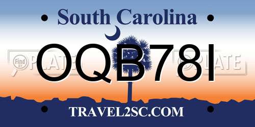 OQB78I South Carolina License Plate
