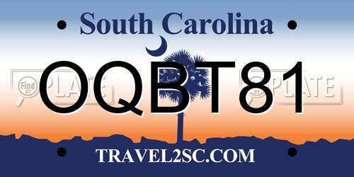 OQBT81 South Carolina License Plate