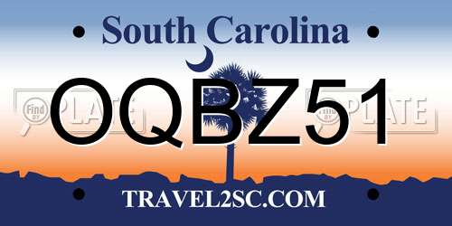 OQBZ51 South Carolina License Plate