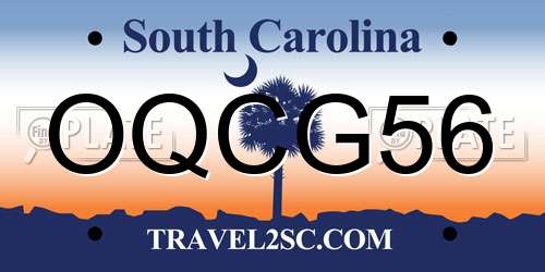 OQCG56 South Carolina License Plate