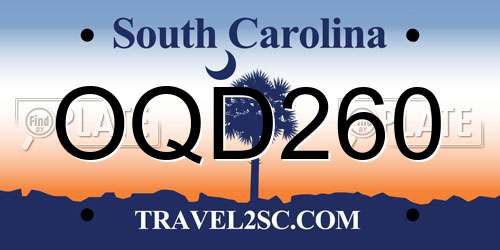 OQD260 South Carolina License Plate