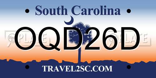OQD26D South Carolina License Plate