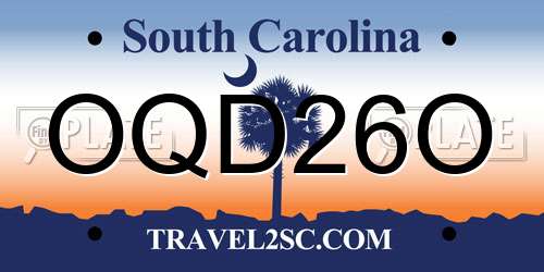 OQD26O South Carolina License Plate