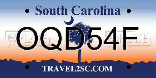 OQD54F South Carolina License Plate