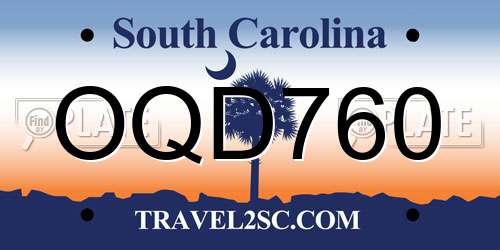 OQD760 South Carolina License Plate