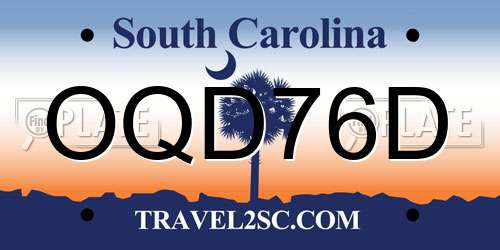 OQD76D South Carolina License Plate
