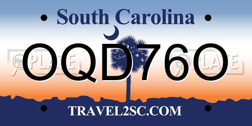 OQD76O South Carolina License Plate