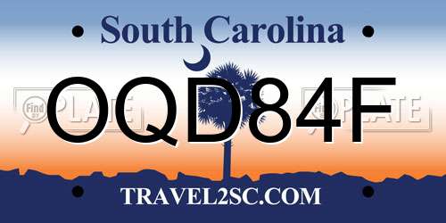 OQD84F South Carolina License Plate