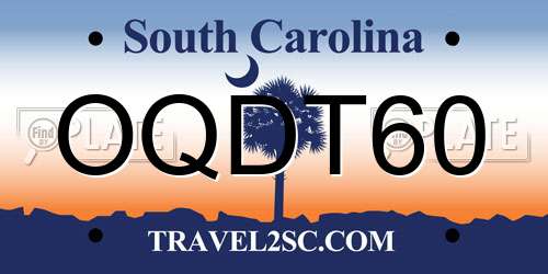 OQDT60 South Carolina License Plate
